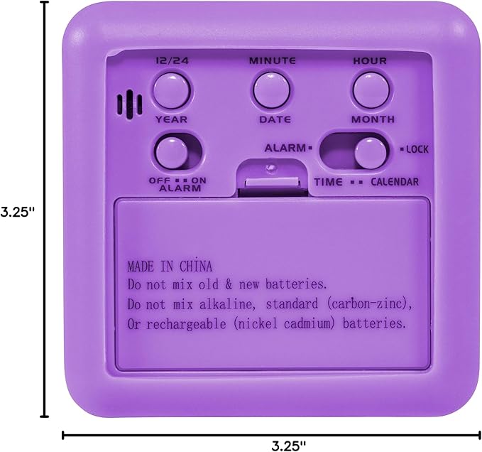 Equity 70912 Digital Purple Silicone Cube Alarm Clock with On-Demand Backlight