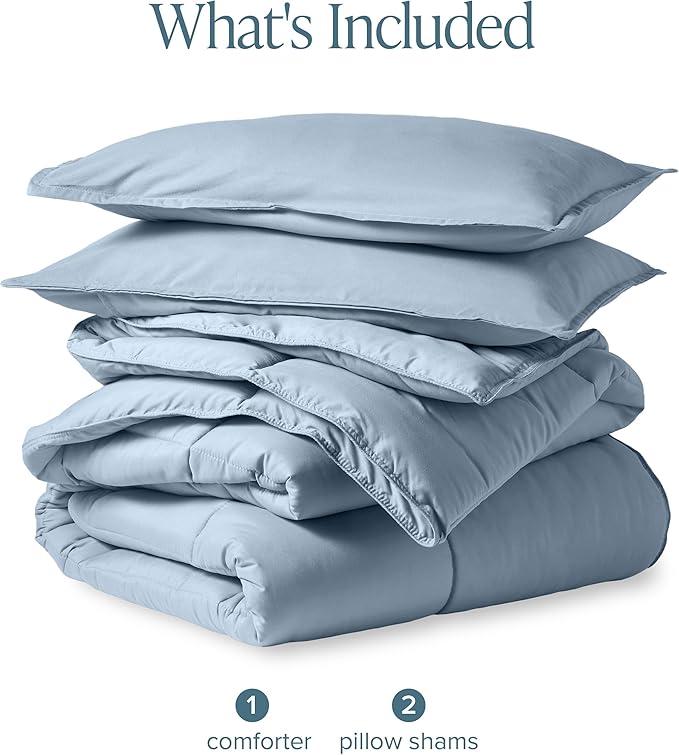 Bare Home Comforter Set - Full Size - Ultra-Soft - Goose Down Alternative - Premium 1800 Series - All Season Warmth (Full, Dusty Blue)