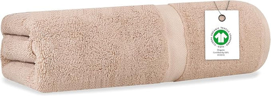 Organic Cotton Luxuriously Plush Bath Sheet | GOTS & Oeko-TEX Certified | Premium Hotel Quality Towels | Feather Touch Technology| 650 GSM Long Staple|Soft, Quick Dry & Ultra-Absorbent 36"x70"