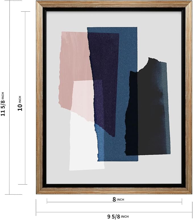 Monem Art Abstract Torn Paper Collage Print - Minimalist Modern Art Poster - Wall Decor for Living Room, Bedroom or Office - 8x10 Silver Framed CANVAS Wall Art by Mareike Bohmer