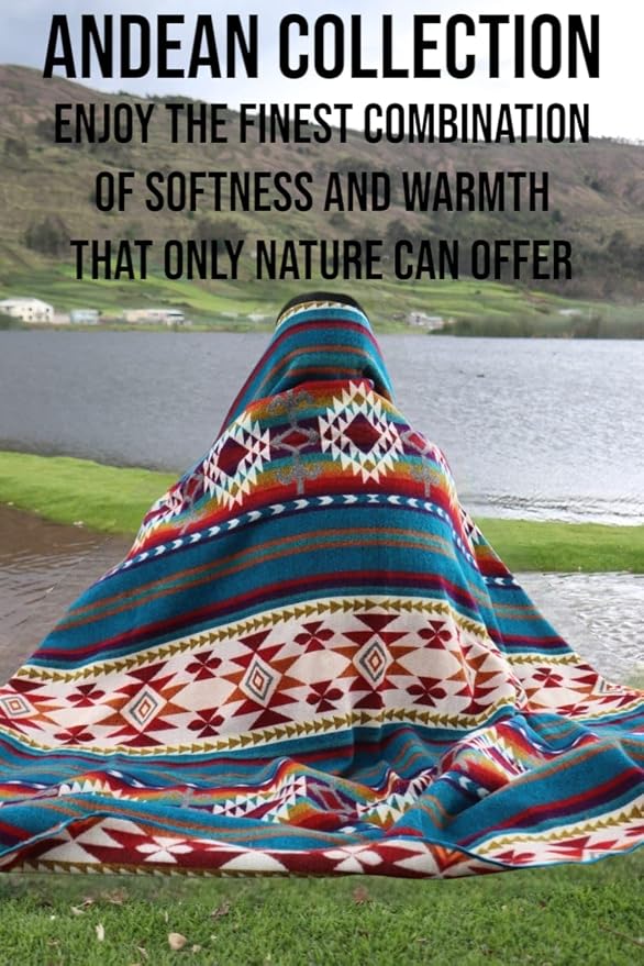 Alpaca Wool Blanket, Queen Size 94 x 78 – Warm, Thick, Ultra Soft, Reversible 2-in-1, Hypoallergenic, Non-Itchy, Washable – Great for Couch, Camping, Travel, Picnics & Cozy Home Comfort(Turquoise)
