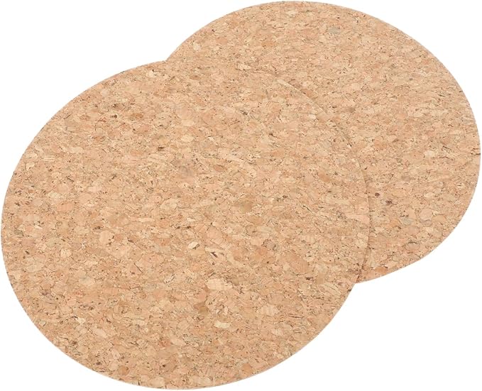 Veemoon 2Pcs Natural Round Cork Pads Lightweight Wood Mouse Pad Non-Slip Table Placemats Double Sided Cork Mat Absorbent Planter Saucers for Home Office Kitchen Multifunctional Use, 8.6 Inch