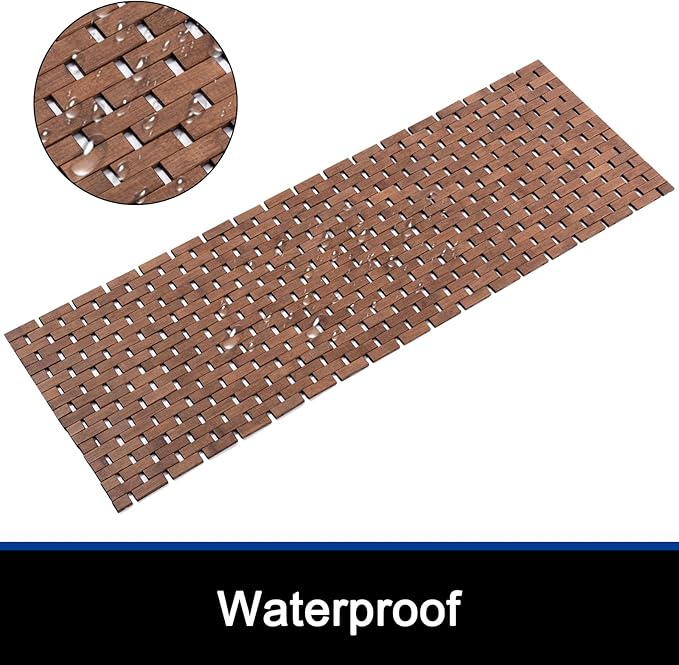 Bath Mat Bathroom Runner Long Large Rugs Floor Wood Shower Bathtub Waterproof Non Slip Accessories 16x48 Inch Easy to Clean, Walnut, 1 pc