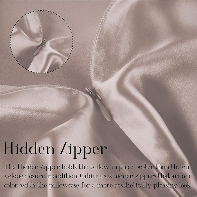 Gabire Mulberry Silk Pillowcases Set of 2, Both Sides Real Silk for Hair and Skin Prevent Acne Pillowcase Organic Silk Pillow Cases 2 Pack with Hidden Zipper, Apricot Grey, Standard (20"×26")
