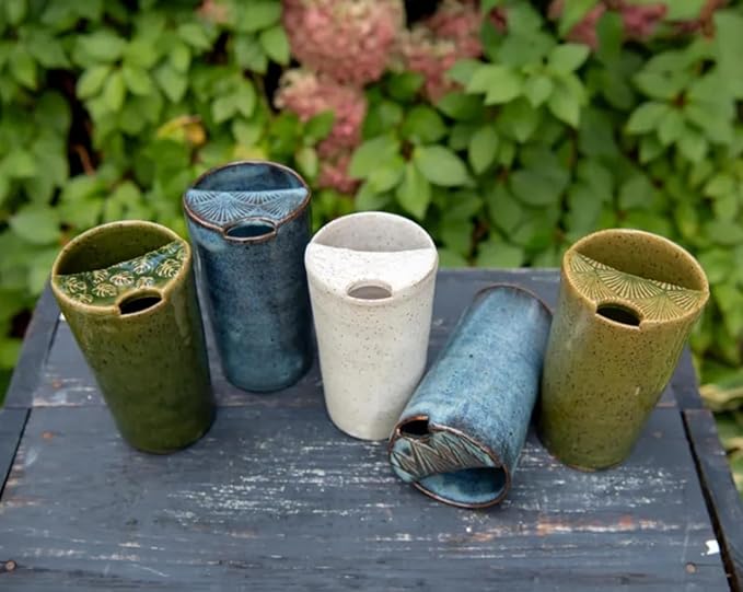 Handmade Ceramic Travel Mug 14 oz Coffee Cup with Textured Lid Reusable Drinkware for Hot and Cold Beverages (White)