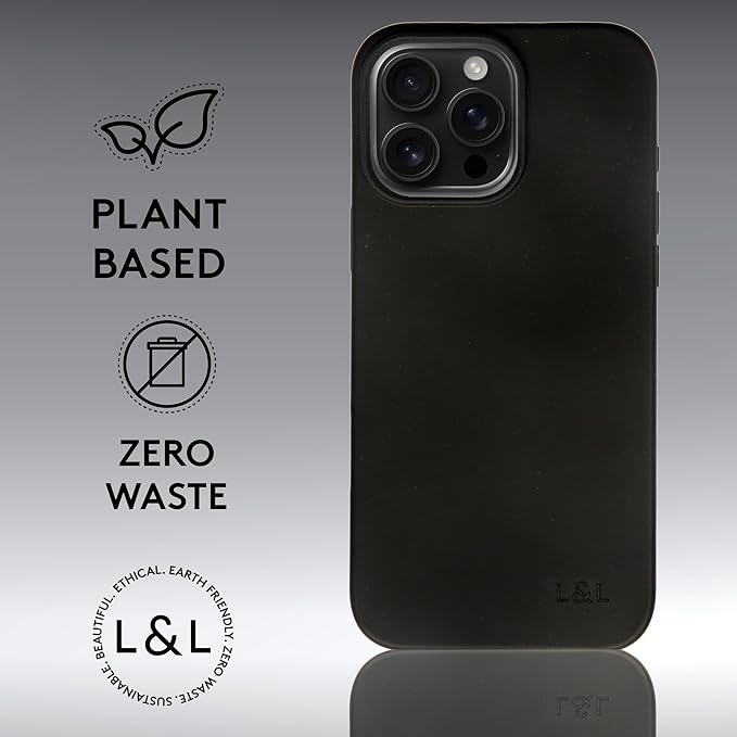 LOAM & LORE Biodegradable Phone Case for iPhone 16 Pro Max, Plastic Free Eco Friendly Phone Case, Plant Based Compostable iPhone 16 Pro Max, Premium Zero-Waste Phone Cover (Black)
