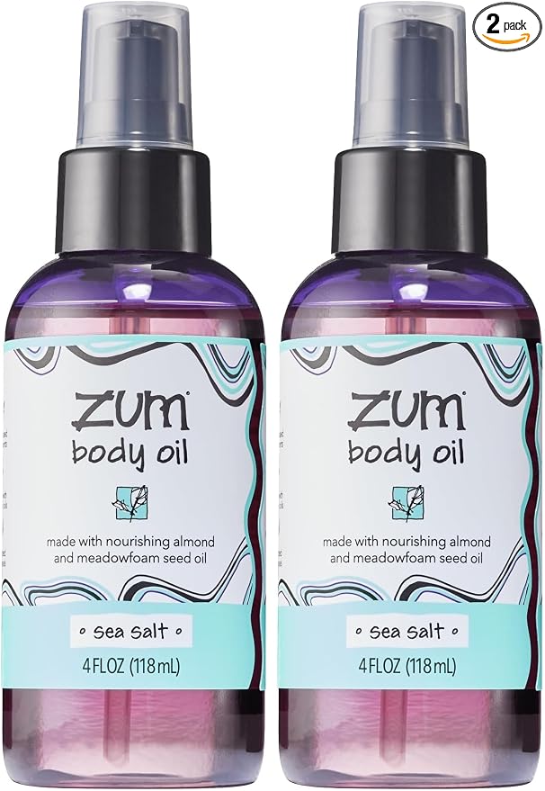 Indigo Wild Zum Sea Salt Body Oil - Nourishing Body Massage Oil for Massage Therapy & Hydration - Nourishing, Vegetarian Massaging Oil with Sweet Almond Oil - 4 fl oz (Pack of 2)