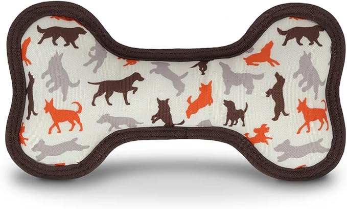 P.L.A.Y. Stuffed Dog Toys, ECO Bones - Extra Durable Squeaker Chew Toy, Great for Teething Puppies & Small, Medium, Large Dog Breeds - Machine Washable, Recycled Materials (Scout & About, Medium)