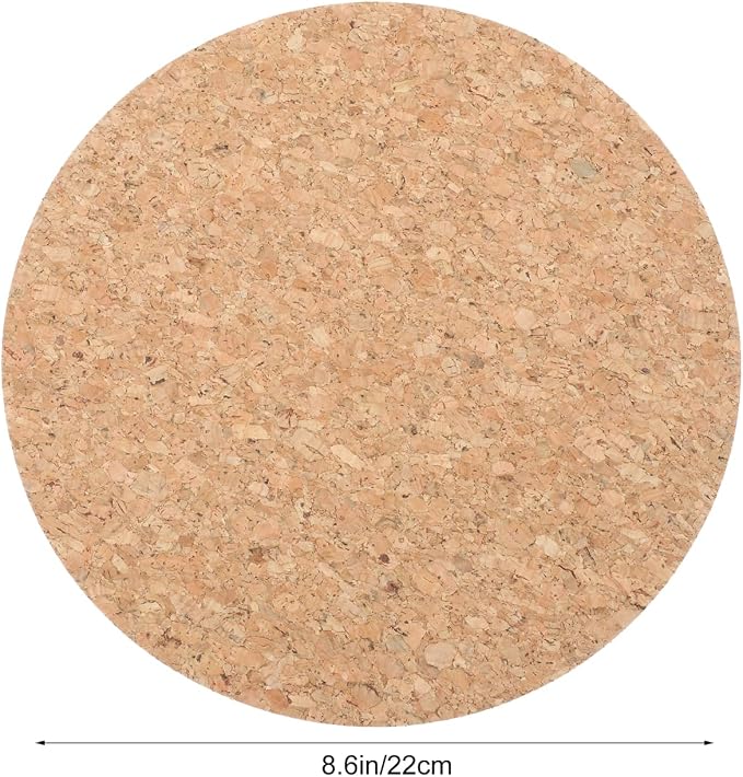Veemoon 2Pcs Natural Round Cork Pads Lightweight Wood Mouse Pad Non-Slip Table Placemats Double Sided Cork Mat Absorbent Planter Saucers for Home Office Kitchen Multifunctional Use, 8.6 Inch