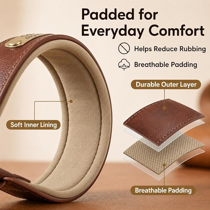 Leather Dog Collar Personalised and Leash Set, Personalized with Soft Padded Design Heavy Duty Featuring Custom Engraved Name Plate for Small Medium and Large Dogs