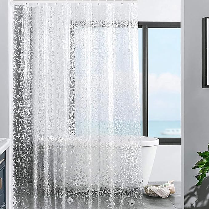 Plastic Shower Liner - Premium EVA 4G Shower Curtain Liner with Rustproof Grommets and 3 Weighted Magnets, Waterproof Shower Curtains for Bathroom (Cobblestone)