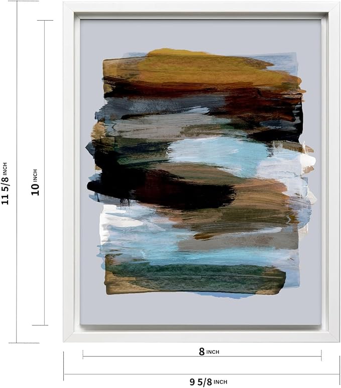 Monem Art Abstract Earth Tone Brushstroke Print - Modern Painterly Art Poster - Wall Decor for Living Room, Bedroom or Office - 8x10 White Framed CANVAS Wall Art by Mareike Bohmer