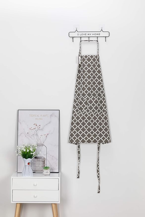 LessMo Kitchen Cooking Aprons with 3 Pockets for Men Women - Cotton Adjustable Professional Grade Chef Apron for Kitchen, BBQ & Grill (Light Gray)