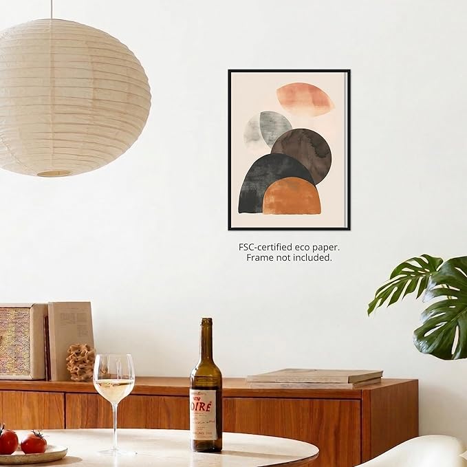 Moonow7 Modern Abstract Neutral Geometric Print, Minimalist Aesthetic Poster for Bedroom, Living Room, Office, Unframed Size 50x70 cm / 20x28″