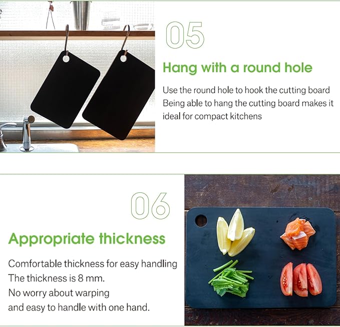 Rubber Rubber NBD002 Cutting Board, Synthetic Rubber, Black, S, Made in Japan 10 x 6.8 x 0.3 inches (255 x 175 x 8 mm) (S)