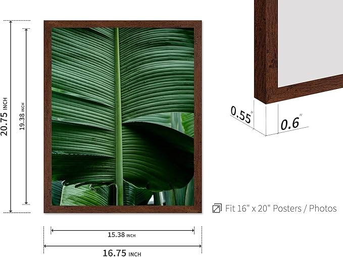 Monem Art Tropical Banana Leaf Photography Print - Minimalist Botanical Nature Poster - Wall Decor for Living Room, Bedroom or Office - 16x20 Brown Framed Wall Art by Mareike Bohmer
