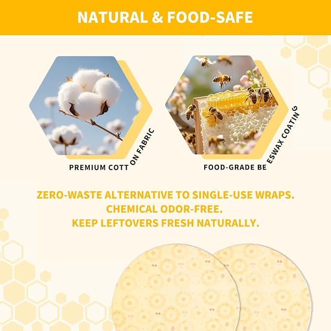 Reusable Bowl Covers Elastic, Beeswax Food Wraps for Sourdough Bread (Beige) | Shower Caps for Sourdough Bread Proofing, Washable Sustainable Cloth Covers for Kitchen Mixing Bowls, 2-Pack