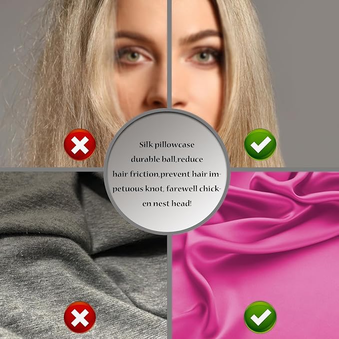 Mulberry Silk Pillowcase for Hair and Skin Pillow Case with Hidden Zipper Soft Breathable Smooth Cooling Silk Pillow Covers for Sleeping (Hot Pink, King,1Pcs)