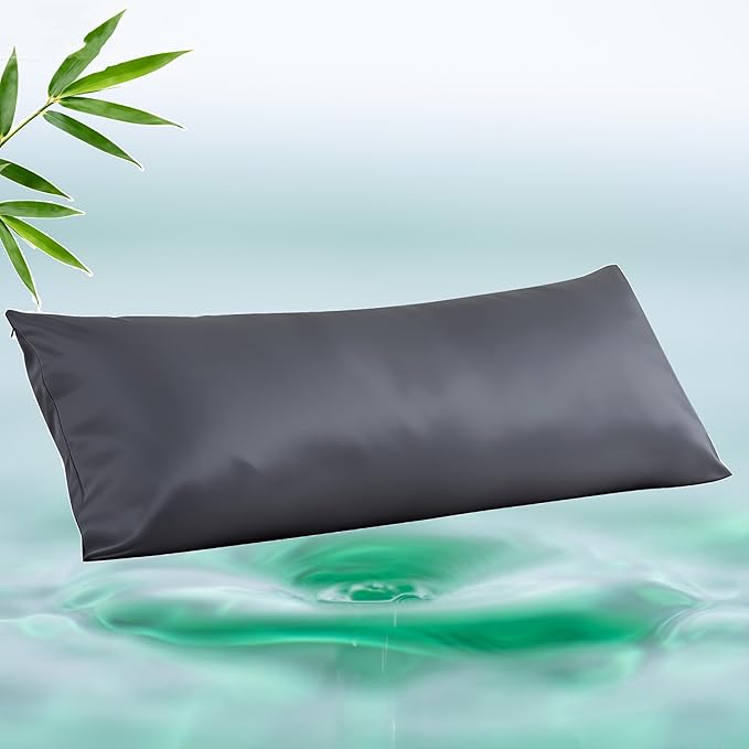 Body Cooling Pillow Case,Viscose Derived from Bamboo Long Pillow Protectors, 400 TC Soft Silky Breathable Summer Body Pillowcases with Zipper Hidden (Body Dark Grey)