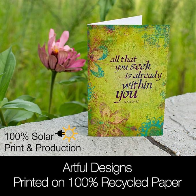 Tree-Free Greetings - All Occasion Cards - Artful Designs - 12 Greeting Cards + White Envelopes - Made in USA - 100% Recycled Paper - 4 x 6 - Within You (FS56157)