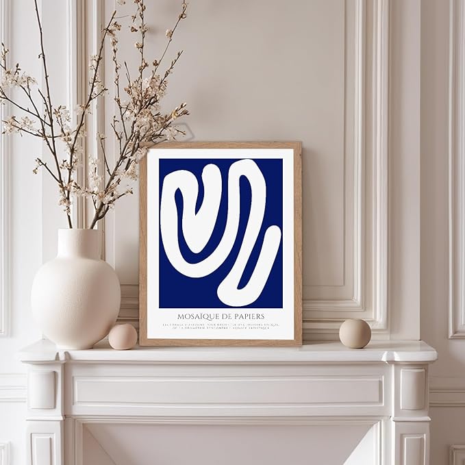 Monem Art Organic Paper Cut Abstract Print - Modern Minimalist Shape Poster - Wall Decor for Living Room, Bedroom or Office - 12x16 Beige Framed Wall Art by Rs Lab Studio