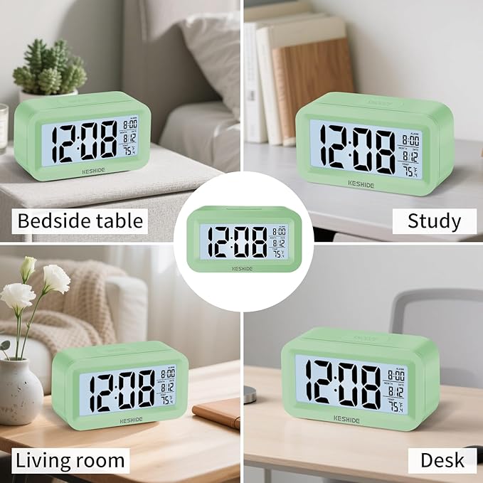 Travel Digital Alarm Clock,Battery Operated with Backlight, Indoor Temperature, Desk Small Clock,Snooze Model,12/24H Display for Bedrooms Heavy Sleepers Kids Travel Bathroom