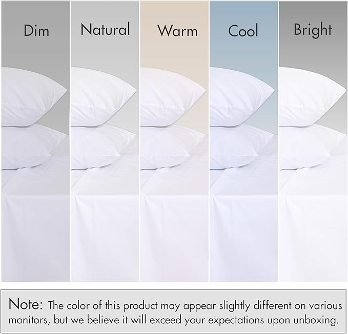 RUVANTI 100% Cotton Organic Percale Sheets Cal King Size – Crisp Cooling Bed Sheets for Hot Sleepers, Deep Pocket 13”, Soft Peach Finish, Breathable & Durable Hotel-Style 4 Pcs, Bright White