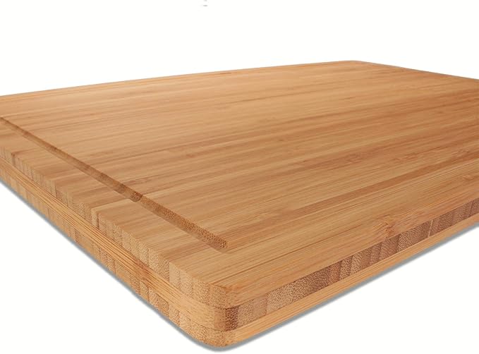 BambooMN Heavy Duty Premium Bamboo Cutting Board - 17.25"x11.75"x0.75" - Grooved/Flat - 10 Pieces