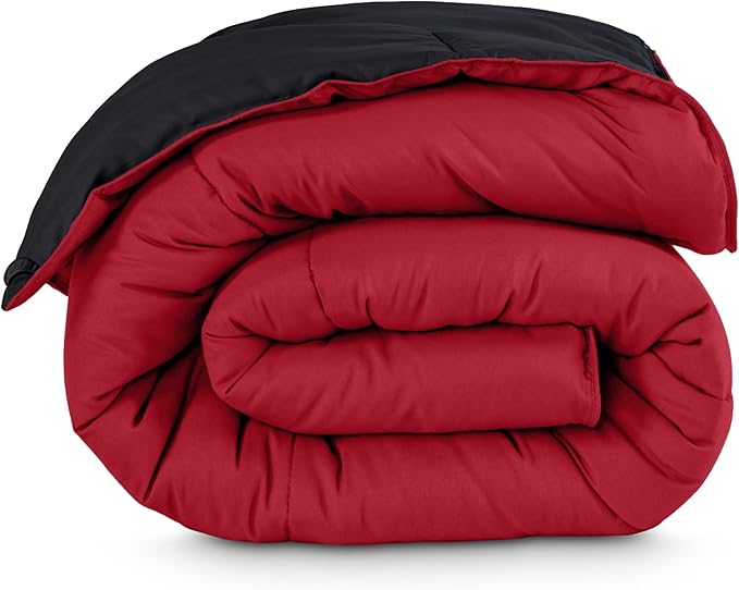Bare Home Oversized King Comforter - Reversible Colors - Goose Down Alternative - Ultra-Soft - Premium 1800 Series - All Season Warmth - Bedding Comforter (Oversized King, Black/Red)