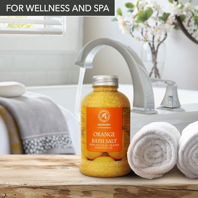 Orange Bath Salts w/Natural Orange Essential Oil 21.16 Oz - Good for Beauty - Bathing - Body Care - Wellness - Spa - Bath (Pack of 2)