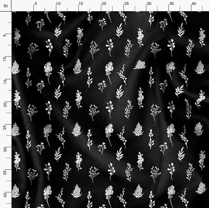 Soimoi Floral Print - Black, Premium Cotton Cambric Fabric - Medium Weight Material for Quilting, Kurtis, Blouse, Kids Clothing, Tunic, Curtains - 42" Inch Wide, 1 Yard