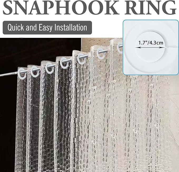 No Hook Shower Curtain or Liner - 8G Heavy Duty Cobblestone Bathroom Shower Curtain No Hooks Required, Waterproof Plastic & PVC Free, Standard Size 71 x 74, Pebble (Water)