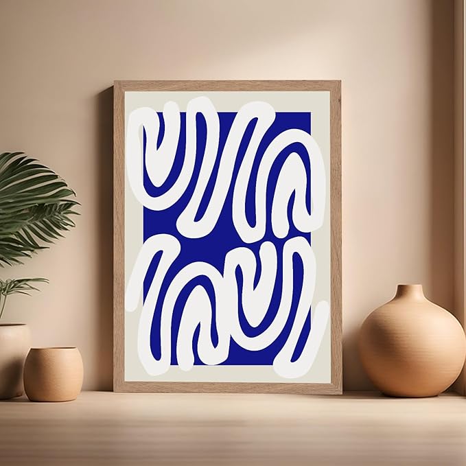 Monem Art Organic Shape Pattern Print - Modern Minimalist Abstract Poster - Wall Decor for Living Room, Bedroom or Office - 16x20 Beige Framed Wall Art by Rs Lab Studio