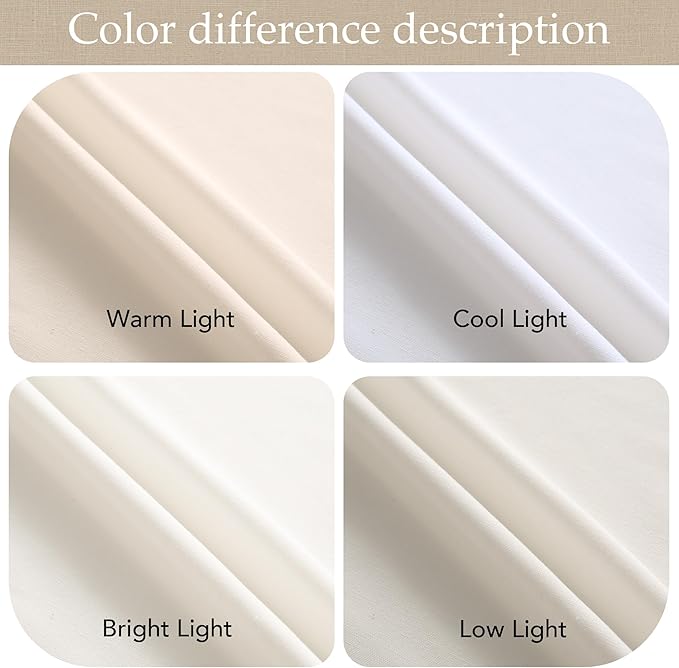 NICETOWN Cream Curtains 84 inch Long 2 Panels Set, 55" Wide Thick Organic Flax Belgian Linen Blend Privacy Window Drapes Rod Pocket & Back Tab with Light Filtering for Bedroom/Living Room