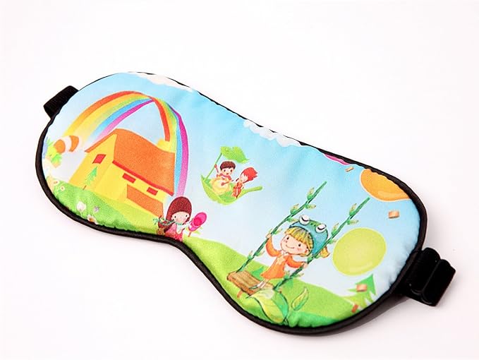 100% Natural Silk Sleep Eye Mask Kids, Cute Night Sleeping Mask with Adjustable Elastic Strap for Newborn (Baby Cute Child)