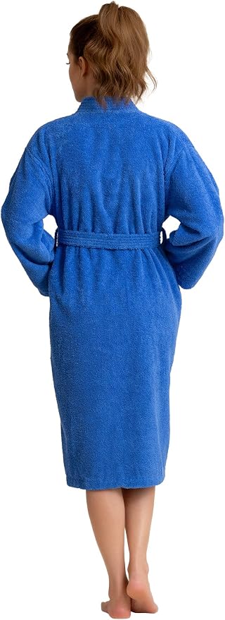Women's Turkish Terry Kimono Style Bathrobe - 100% Cotton Robe for Women - Comfortable & Absorbent - Soft & Cozy Wear