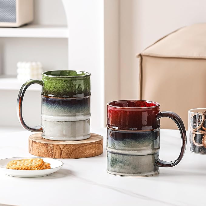 Coffee Mug, 22 oz Beer Mugs Large Ceramic Coffee Mug Tea Cups, Handmade Mug with Big Handle for Office and Home, Dishwasher and Microwave Safe (Light Green)