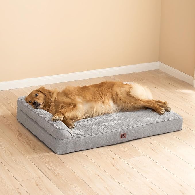 EHEYCIGA XXL Dog Bed Memory Foam, Orthopedic Giant Dog Bed Jumbo with Washable Removable Cover, Waterproof Pet Sofa Couch with Nonskid Bottom, 48x35x7.5, Grey