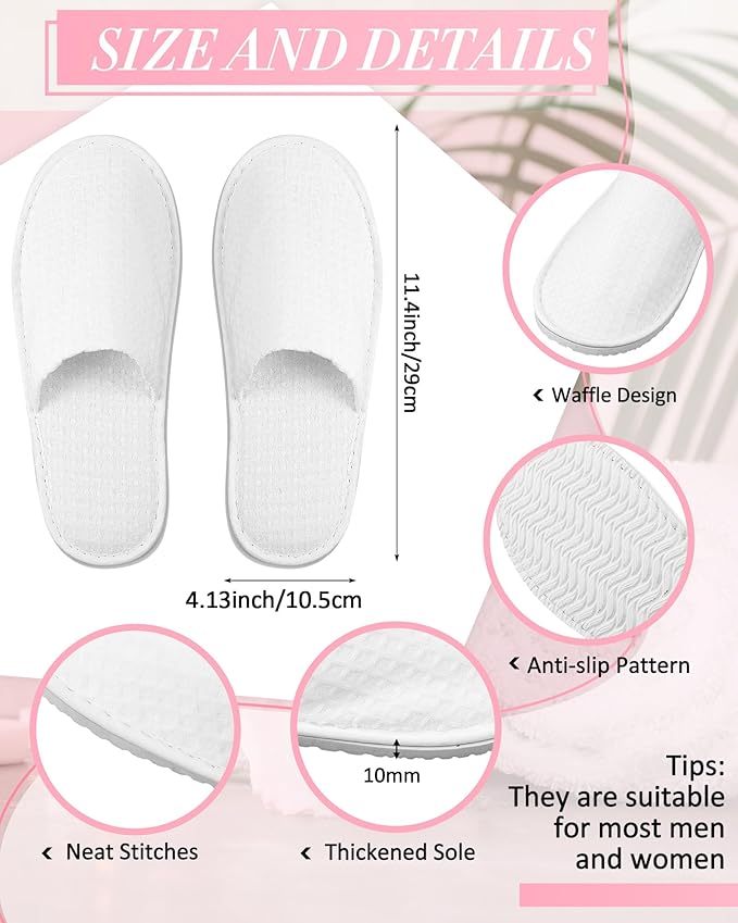 Jecery Waffle Bathrobe and Slippers Bulk Set Spa Robes Hotel Bath Lightweight Thin Commercial Soft for House Shower Party