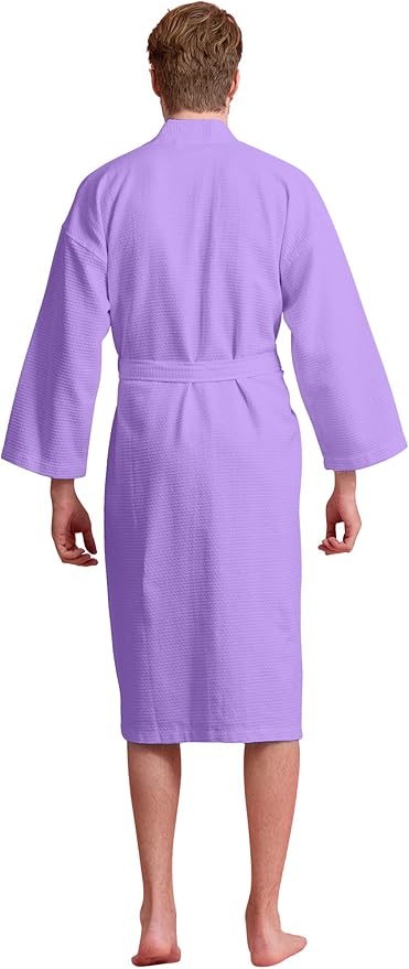 Men's Luxury Waffle Weaved Cotton Bathrobe - Lightweight & Soft - Quick Dry & Absorbent - Spa Robe for Men