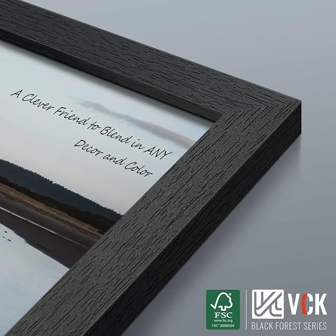 VCK 16x20 Poster Frame 4 Pack, Black Solid Wood Picture Frames with Exclusive Woodgrain, Wall Gallery Frame