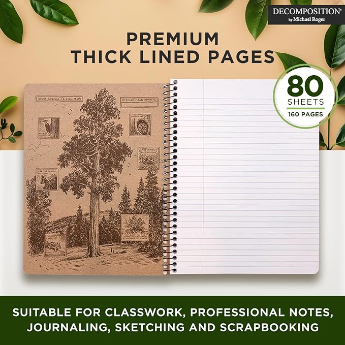 Decomposition King Penguins College Ruled Spiral Notebook - 9.75 x 7.5 Journal with 160 Lined Pages - 100% Recycled Paper - Cute Notebooks for School Supplies, Home & Office - Made in USA