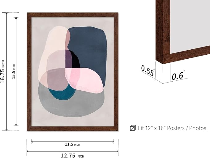 Monem Art Pastel Abstract Color Block Painting Print - Scandinavian Minimalist Art Poster - Wall Decor for Living Room, Bedroom or Office - 12x16 Brown Framed Wall Art by Mareike Bohmer