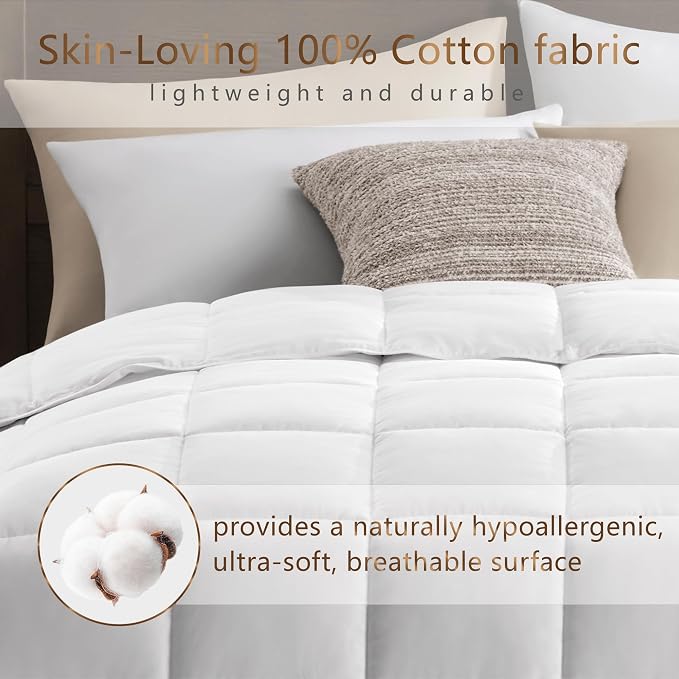ACCURATEX Lightweight Duvet Insert Super King, Cotton Shell, 120x120 | Sateen Weave, 250GSM Down Alternative Comforter, Ultra-Soft & Breathable, 8 Tabs, Machine Washable