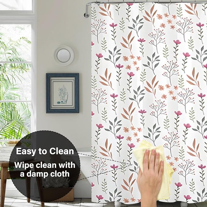 Plastic Shower Liner - Premium EVA 6G Thickened Shower Curtain Liner with Rustproof Grommets and 3 Weighted Magnets, Waterproof Shower Curtain for Bathroom(Bouquet, 72”*72”)