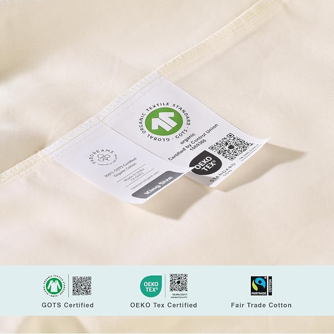 FABDREAMS Organic Quilted Mattress Protector Queen Size | Mattress Pad| Mattress Cover| Naturally Breathable | Noiseless| Fits up to 17" Deep Pocket| Temperature Regulating | Ivory