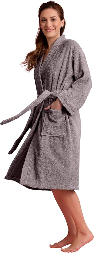 Women's Turkish Terry Kimono Style Bathrobe - 100% Cotton Robe for Women - Comfortable & Absorbent - Soft & Cozy Wear