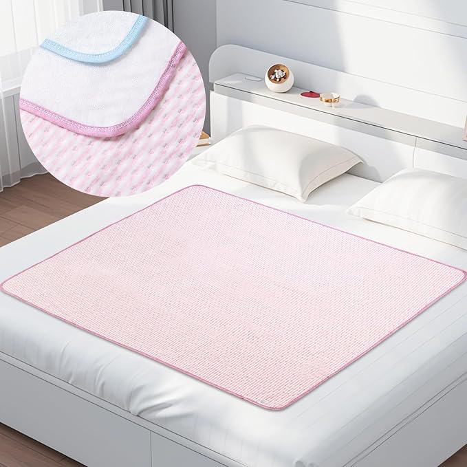Bed Pads for Incontinence Washable, 40"x55" Large Reusable Waterproof Soft Wetting Underpad for Adults, Elderly, Seniors, Women, Kids & Pets, Machine Washable Pad for Bed, Sofa-Pink