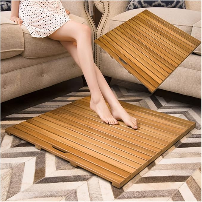 Bamboo Bath Mat,Bamboo Duckboard Bath Mat,Natural Cypress Anti-Slip Bathroom Wood Floor Rug for Spa, Bath Tub, Kitchen Toilet, Sauna and Doorsteps Comes,Customizable,85x90cm/33x36in