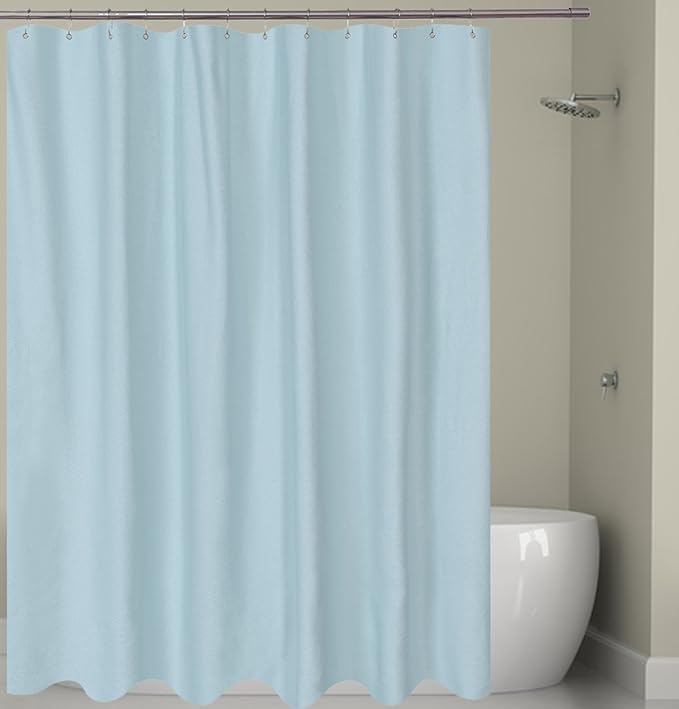 Barossa Design Soft Fabric Shower Liner or Curtain, Hotel Quality, Machine Washable, Water Repellent, Blue, 70 x 72 inches